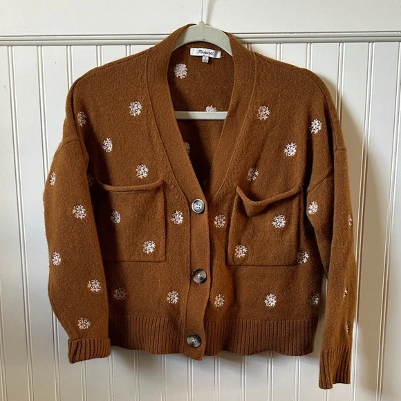 Madewell Brown Cardigan with White Floral Pattern - Picture 4 of 5